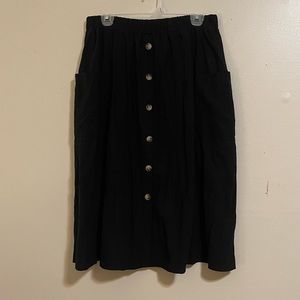 SheIn Black Midi Skirt with Front Pockets size XXL/14